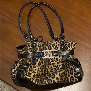 Faux Fur Animal Print Shoulder Bag